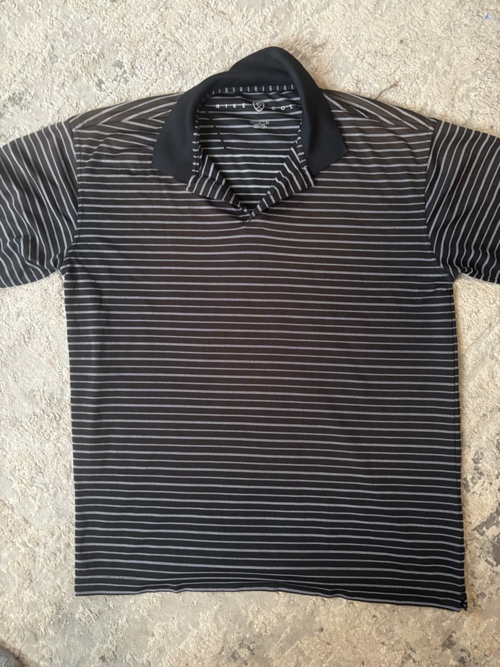 Nike Black Polo Shirt with Thin White Stripes
